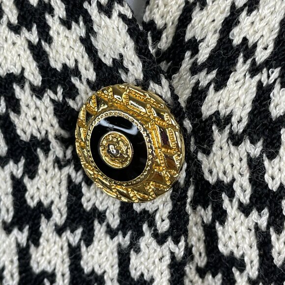 Vintage Alnoral Academia Houndstooth Old Money Cardigan Sweater Sz L Wool Blend - Picture 4 of 11